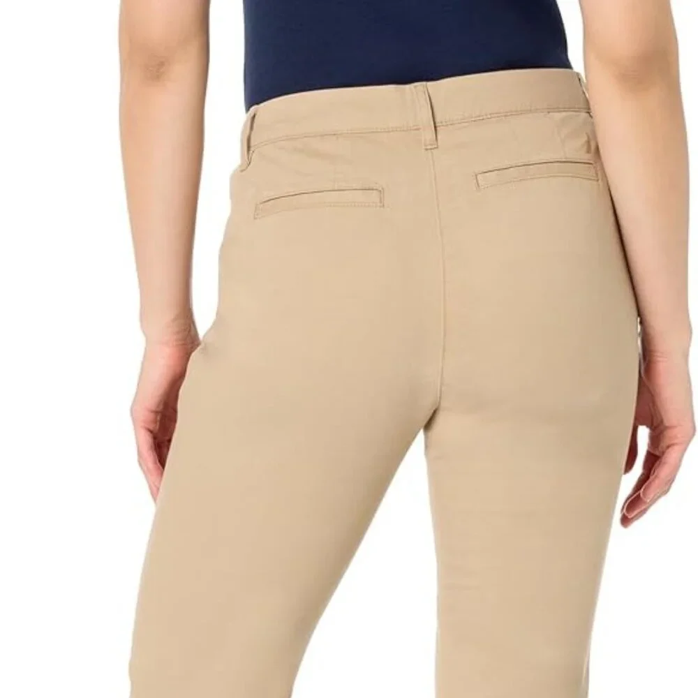 Nautica Jeans Women's Chino Pant Size 12 Khaki Stretch Relaxed Fit Ankle Length